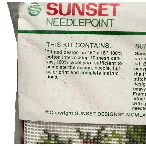 Sunset Needlepoint A Visit With Santa 12 x12  6074 1981 USA Sealed - Picture 4 of 6